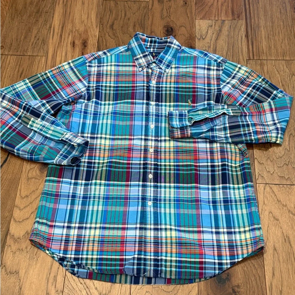 Ralph‎ Lauren Men’s Vibrant Plaid Long Sleeve Button Up Large Shirt